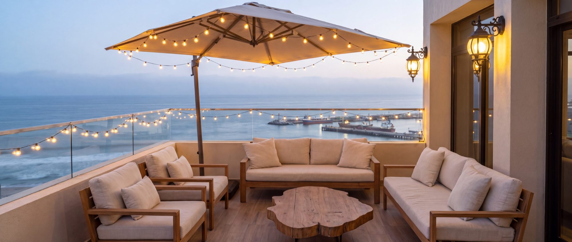 Rooftop terrace above the port