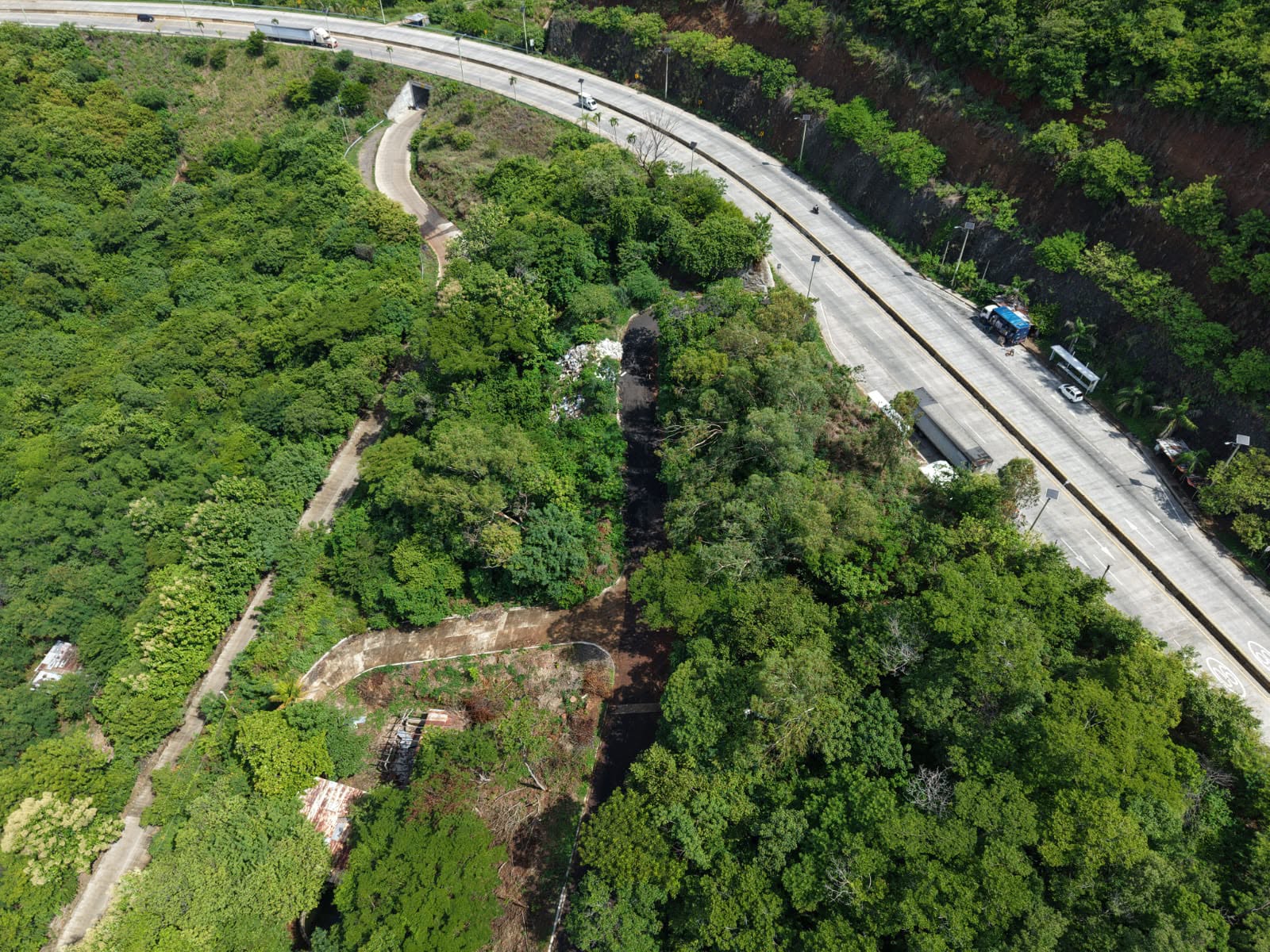 Aerial view of the bypass lots above the coast