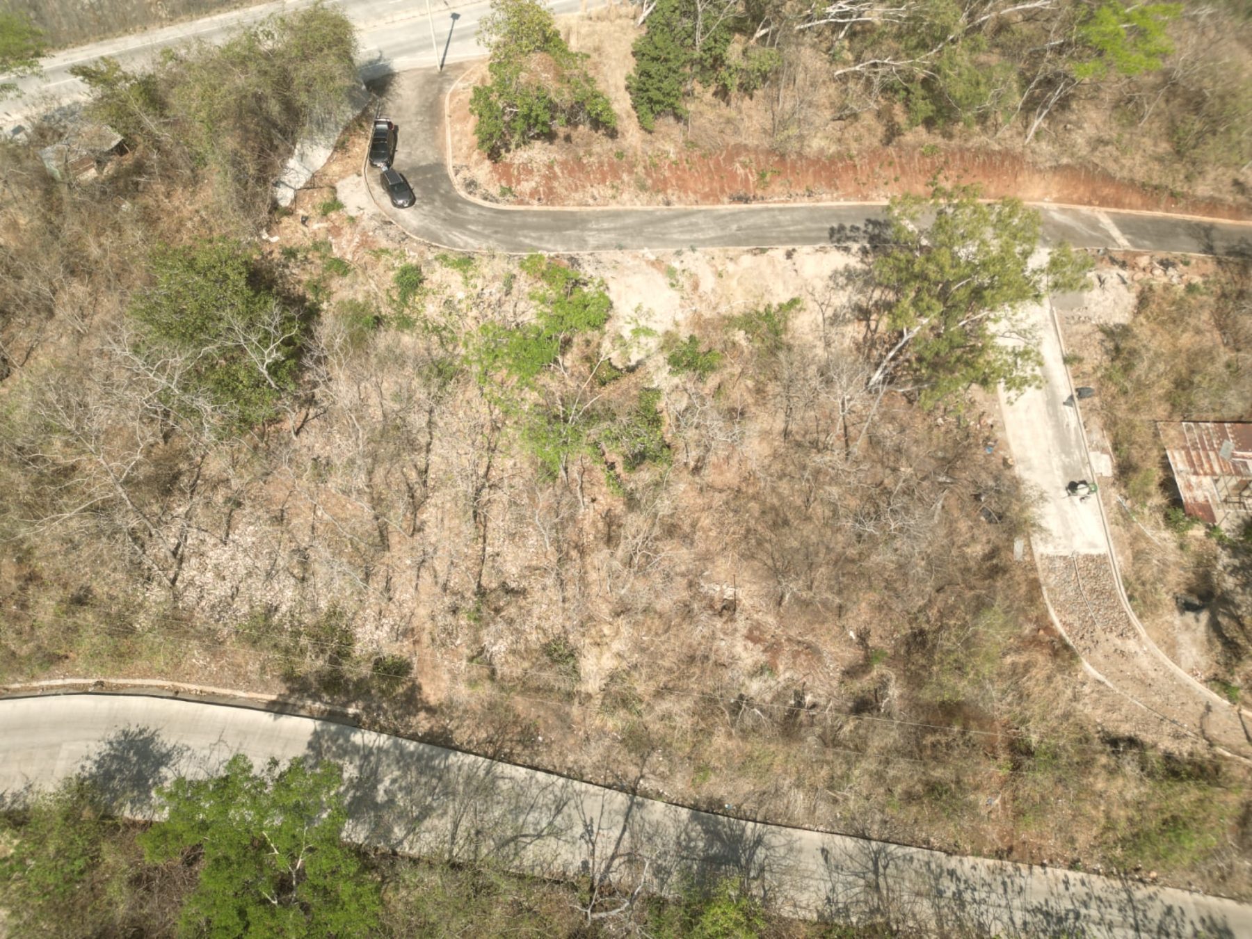 Access roads either side of the plot