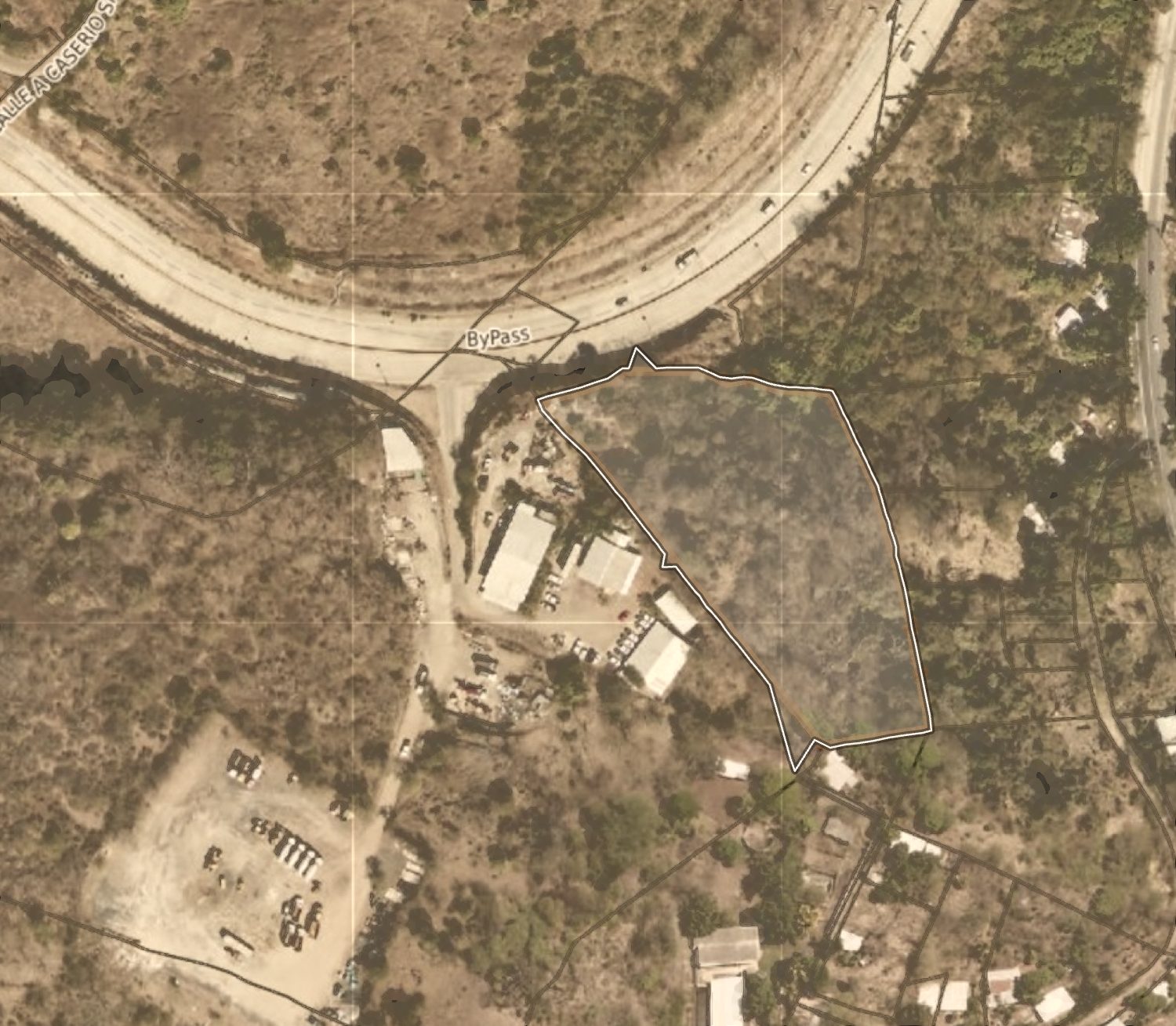 Registry parcel outline over the bypass junction